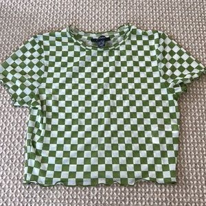 Mesh Checkerboard Crop Top